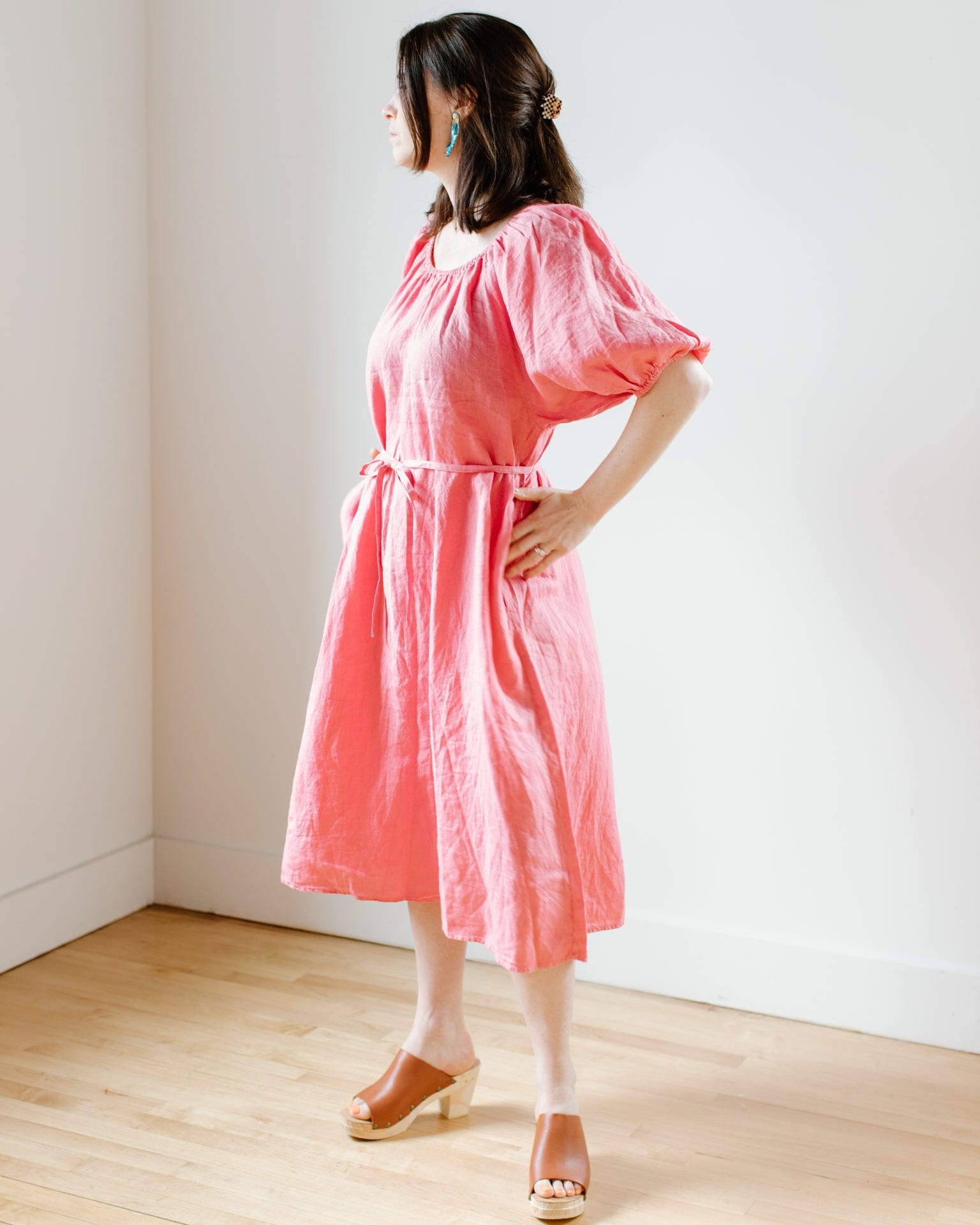 Velvet by Graham & Spencer Elly Elastic Neck Tea Dress in Rosebay