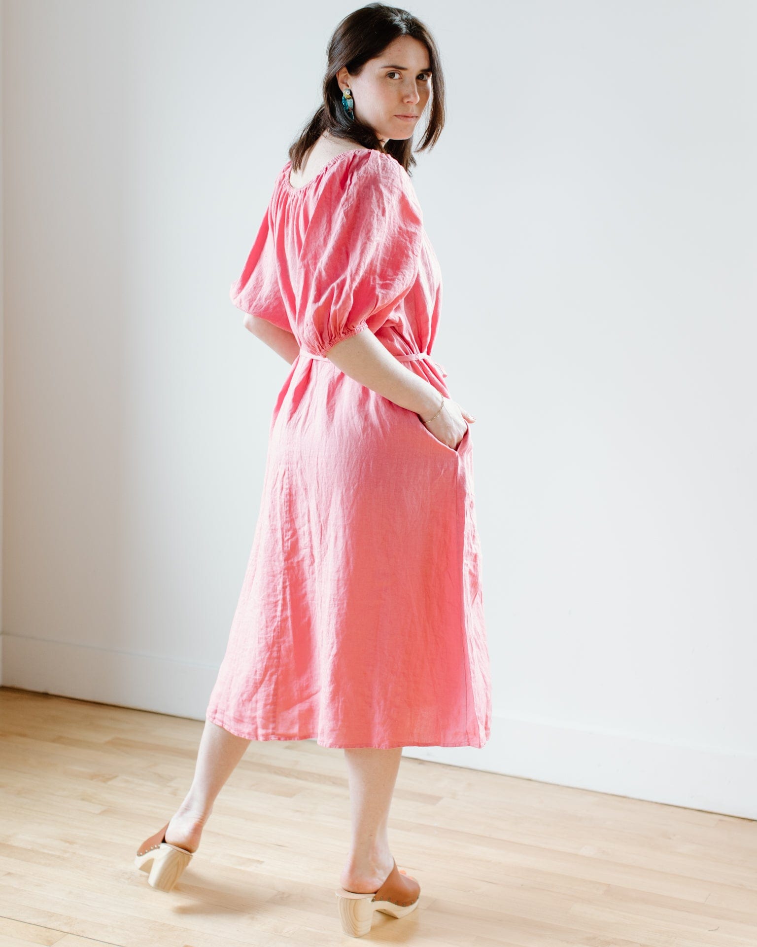 Velvet by Graham & Spencer Elly Elastic Neck Tea Dress in Rosebay