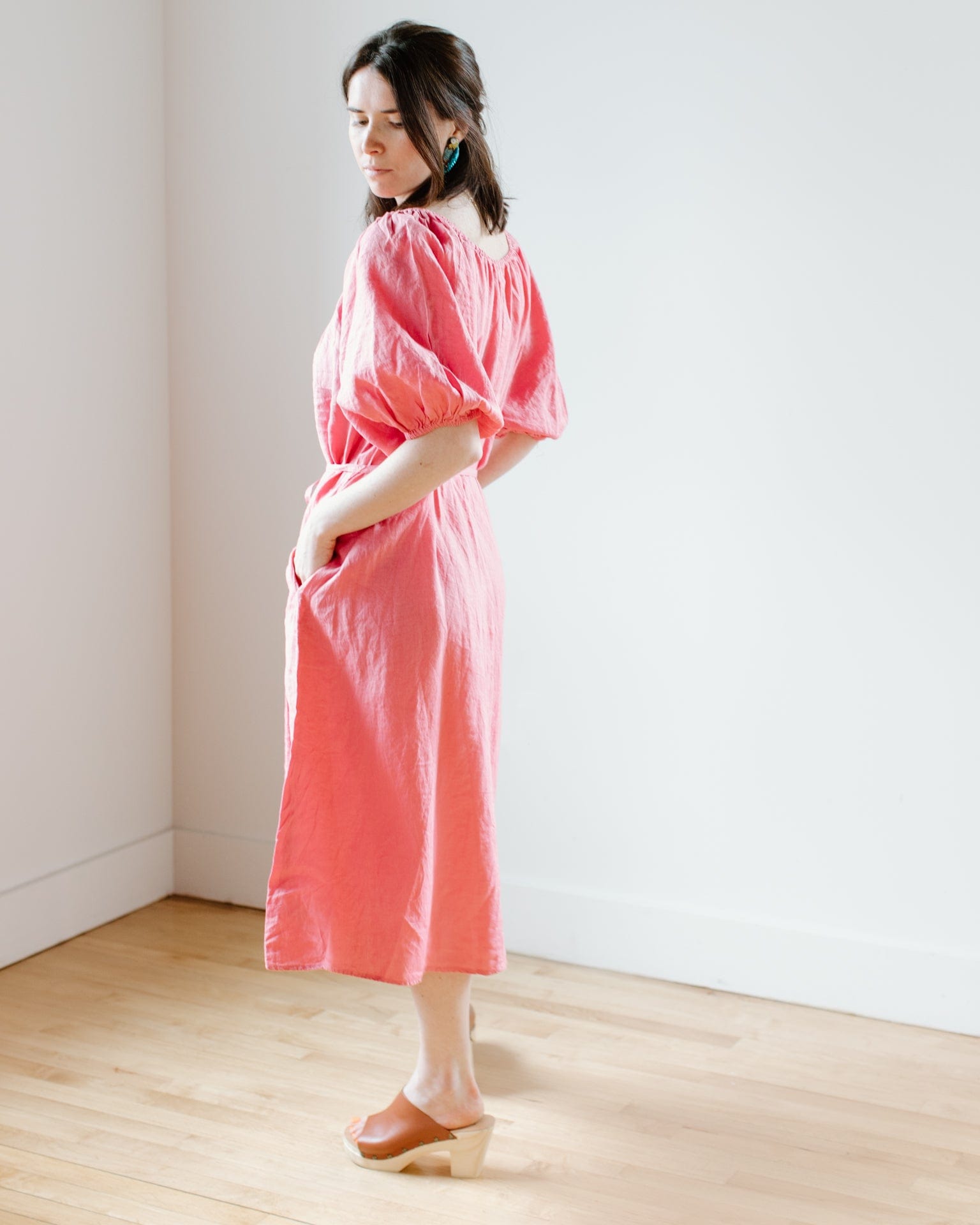 Velvet by Graham & Spencer Elly Elastic Neck Tea Dress in Rosebay