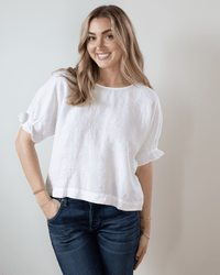 Velvet by Graham & Spencer Clothing Emily Ruffle Sleeve Top in White