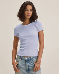 Velvet by Graham & Spencer Enati S/S Crew Neck Top in Ceramic