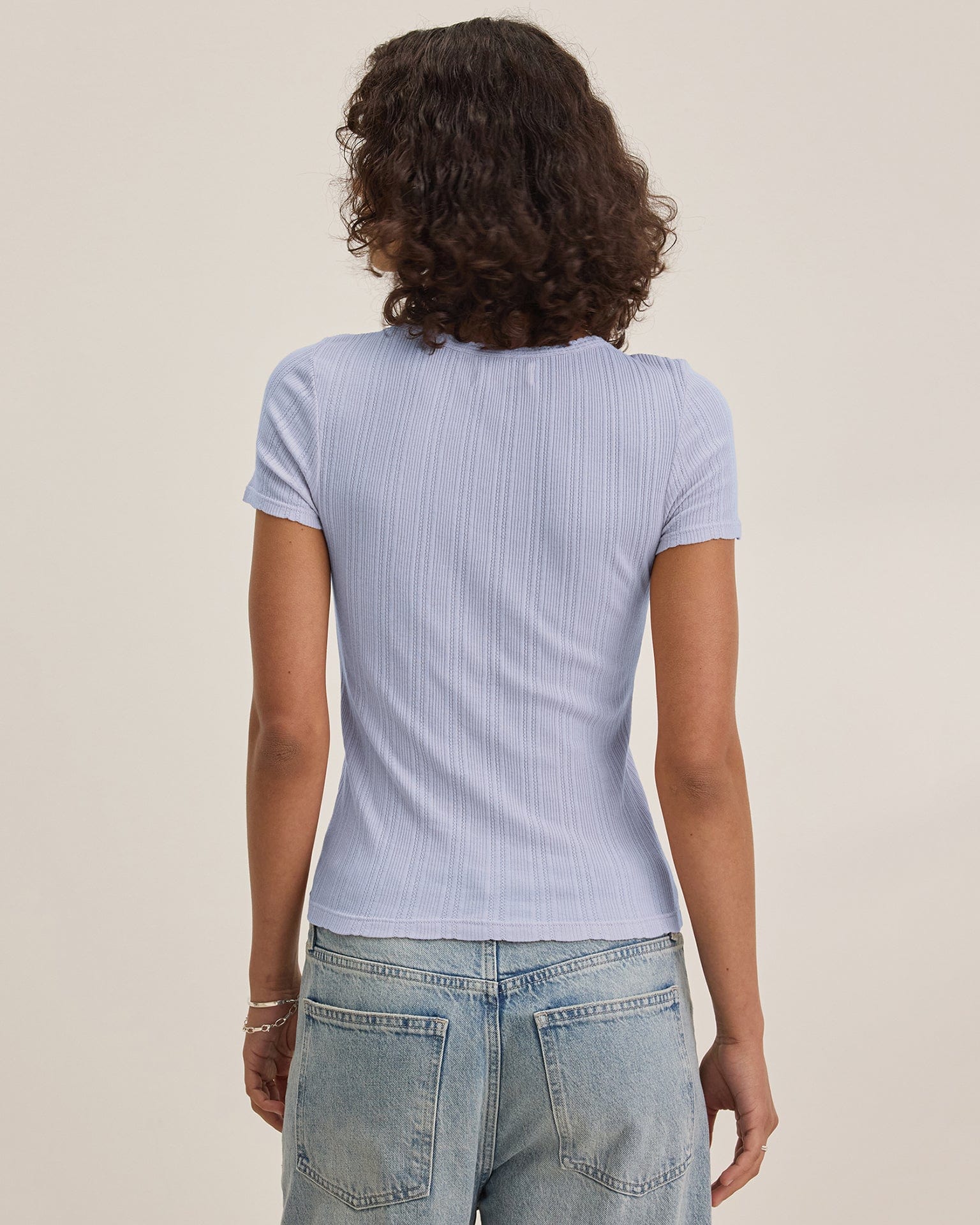 Velvet by Graham & Spencer Enati S/S Crew Neck Top in Ceramic