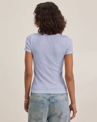 Velvet by Graham & Spencer Enati S/S Crew Neck Top in Ceramic