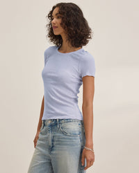 Velvet by Graham & Spencer Enati S/S Crew Neck Top in Ceramic