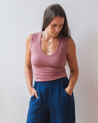 Velvet by Graham & Spencer Estina Scoop Neck Tank Top in Dark Blush 1 - Bliss Boutiques