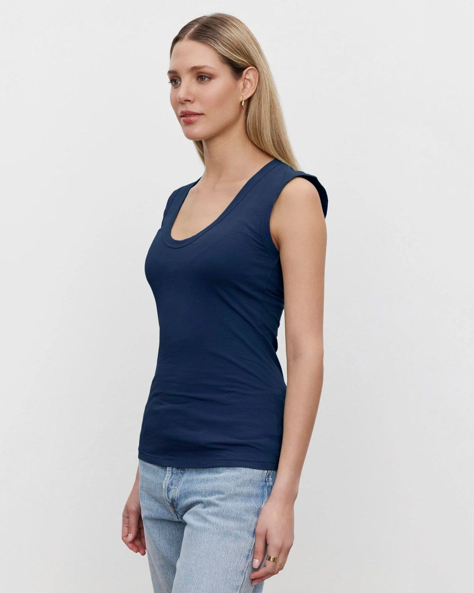 Velvet by Graham & Spencer Clothing Estina Scoop Neck Tank Top in Midnight