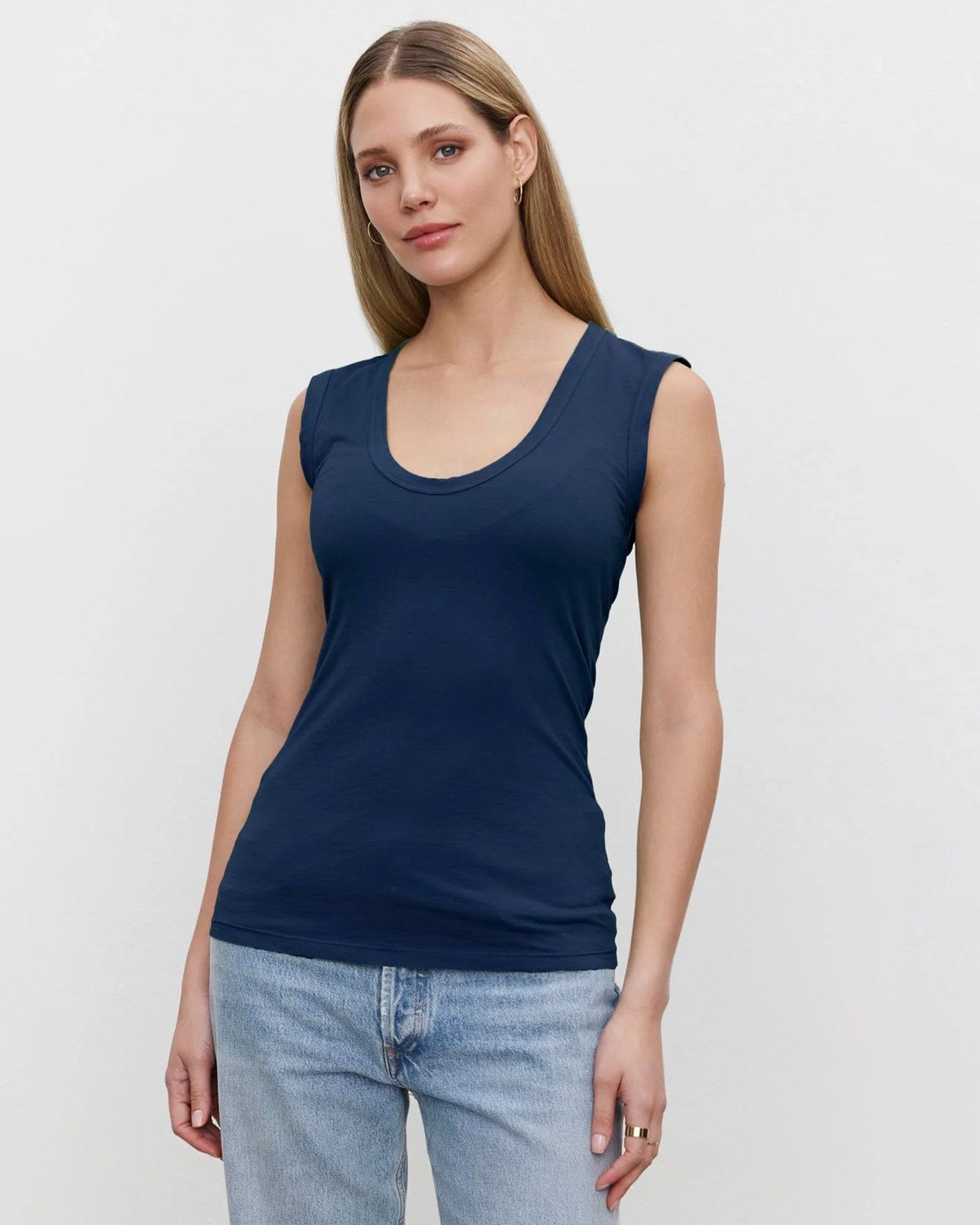 Velvet by Graham & Spencer Clothing Estina Scoop Neck Tank Top in Midnight