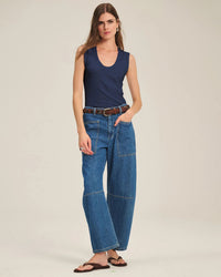 Velvet by Graham & Spencer Estina Scoop Neck Tank Top in Navy 2 - Bliss Boutiques