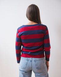 Velvet by Graham & Spencer Gabriela L/S Boat Neck Top in Red/Blue 5 - Bliss Boutiques