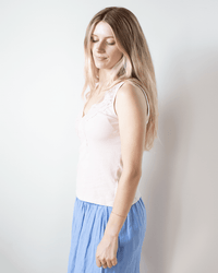 Hannah V Neck Lace Tank in Ballet - Bliss Boutiques