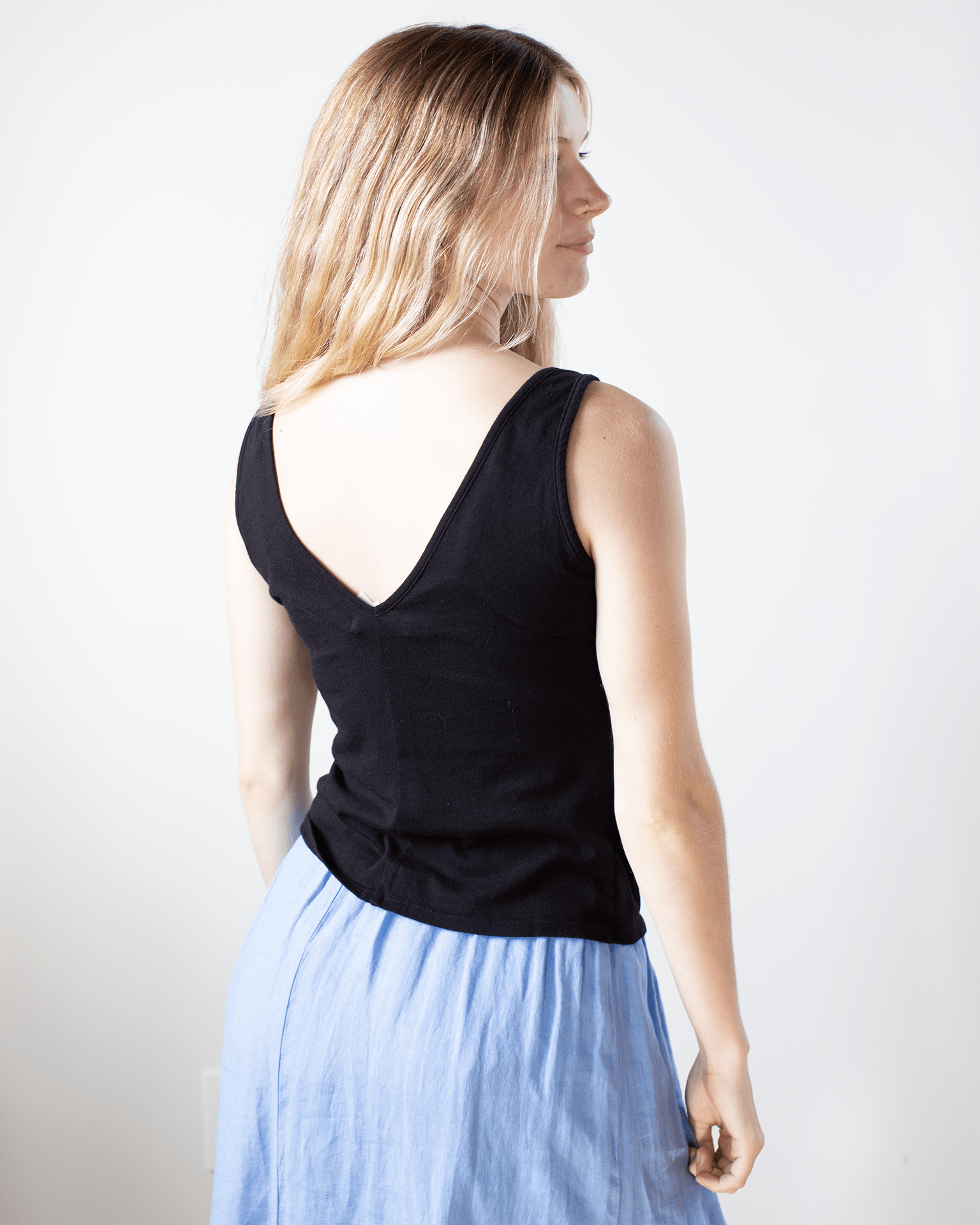 Velvet by Graham & Spencer Hannah V Neck Lace Tank in Black