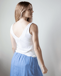Hannah V Neck Lace Tank in White - Bliss Boutiques