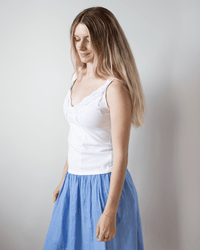 Hannah V Neck Lace Tank in White - Bliss Boutiques