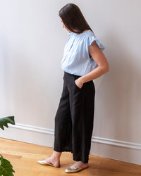 Velvet by Graham & Spencer Janey Ruffle Short Sleeve Button Top in Sailboat 3 - Bliss Boutiques