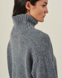 Velvet by Graham & Spencer Kendall Long Sleeve Turtleneck Sweater in Medium Heather Grey 4 - Bliss Boutiques