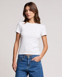 Velvet by Graham & Spencer Kimzie Short Sleeve Crew Neck Top in White 1 - Bliss Boutiques