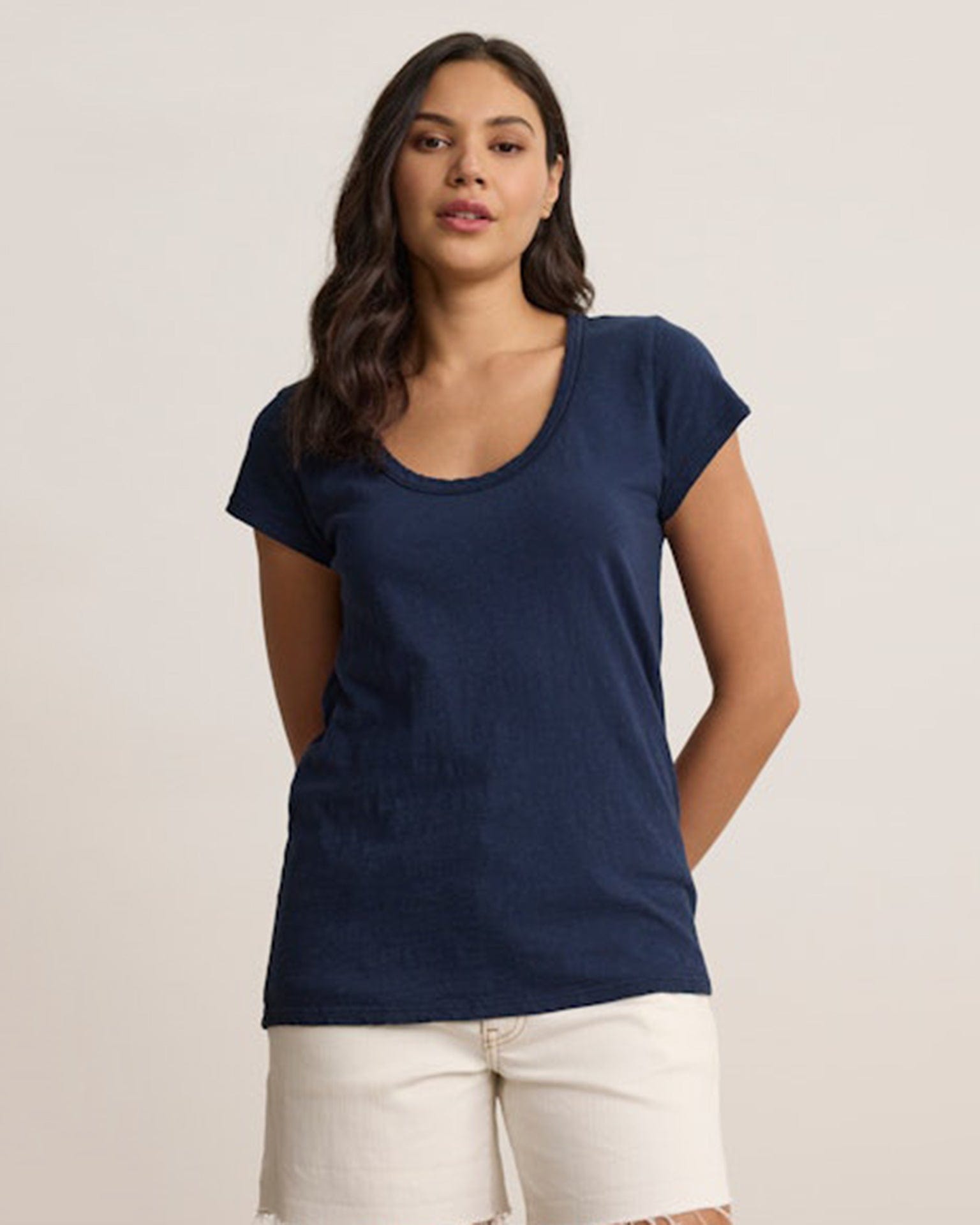 Velvet by Graham & Spencer Kira Scoop Neck Tee in Midnight