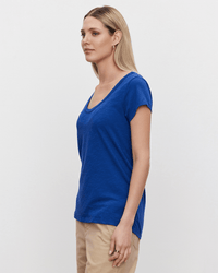Velvet by Graham & Spencer Kira Scoop Neck Tee in Pilot