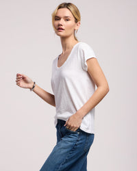 Velvet by Graham & Spencer Kira Scoop Neck Tee in White 3 - Bliss Boutiques