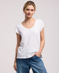 Velvet by Graham & Spencer Kira Scoop Neck Tee in White 1 - Bliss Boutiques