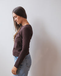 Velvet by Graham & Spencer Lizzie Long Sleeve Crew Neck Top in Mole 2 - Bliss Boutiques