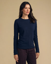 Velvet by Graham & Spencer Lizzie Long Sleeve Crew Neck Top in Navy 3 - Bliss Boutiques