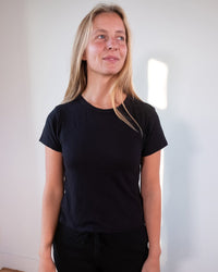 Velvet by Graham & Spencer Marie S/S Crop Top in Black