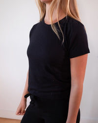 Velvet by Graham & Spencer Marie S/S Crop Top in Black
