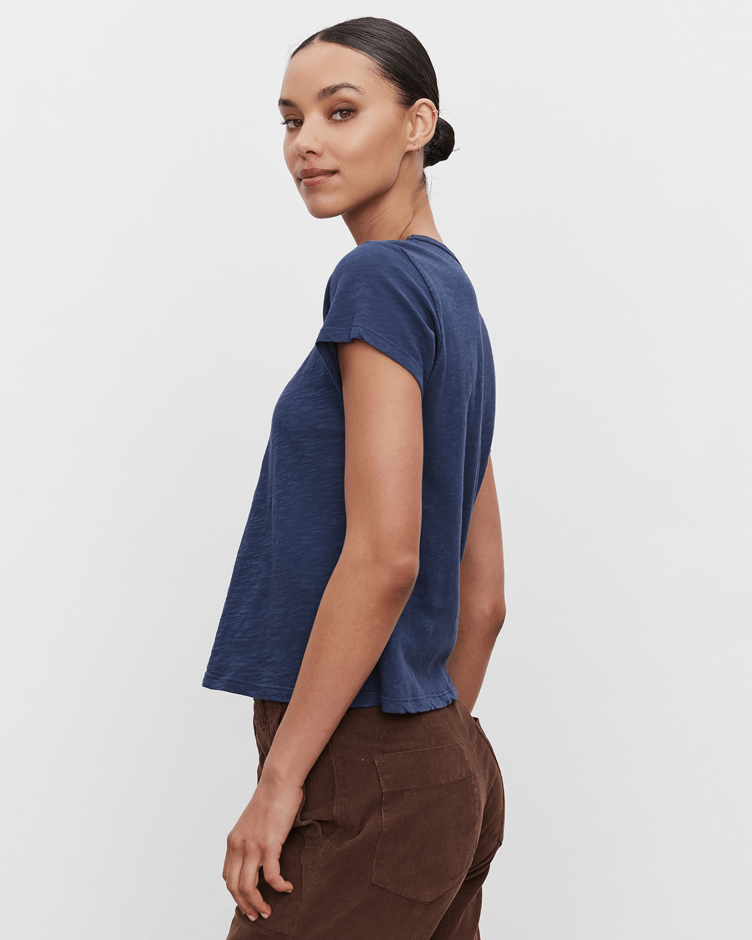 Velvet by Graham & Spencer Marie S/S Crop Top in Bluechip