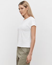 Velvet by Graham & Spencer Marie S/S Crop Top in White