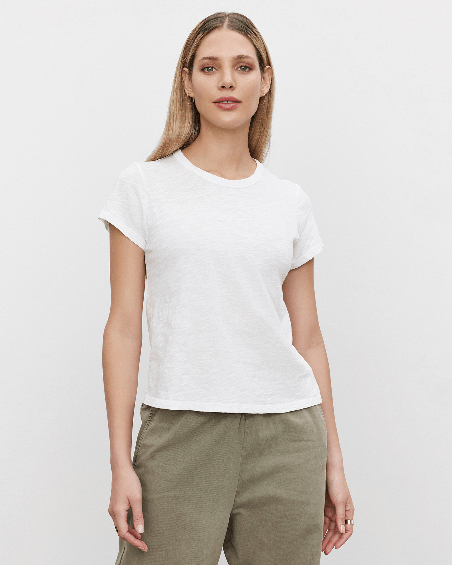 Velvet by Graham & Spencer Marie S/S Crop Top in White