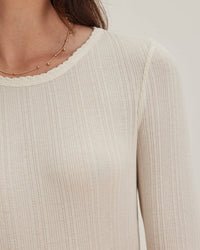 Velvet by Graham & Spencer Mauri L/S Crew Neck Top in Pearl