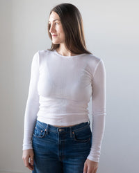 Velvet by Graham & Spencer Mauri L/S Crew Neck Top in White