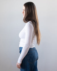 Velvet by Graham & Spencer Mauri L/S Crew Neck Top in White