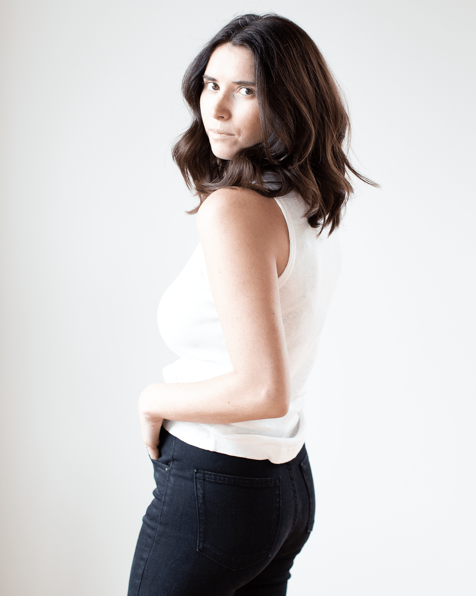 Velvet by Graham & Spencer Maxie Muscle Rib Tank in Ecru