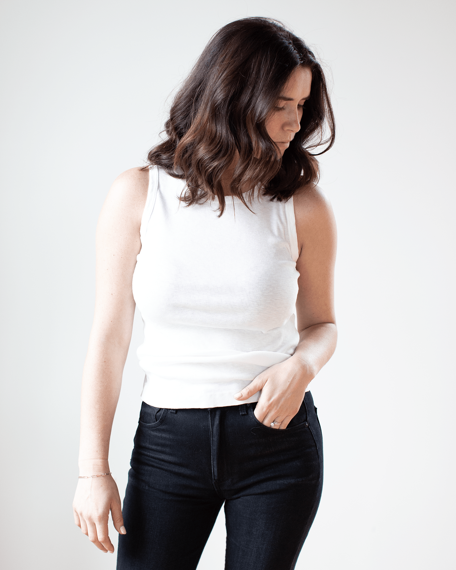 Velvet by Graham & Spencer Maxie Muscle Rib Tank in Ecru