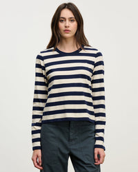 Velvet by Graham & Spencer Maya L/S Crew Neck Top in Navy