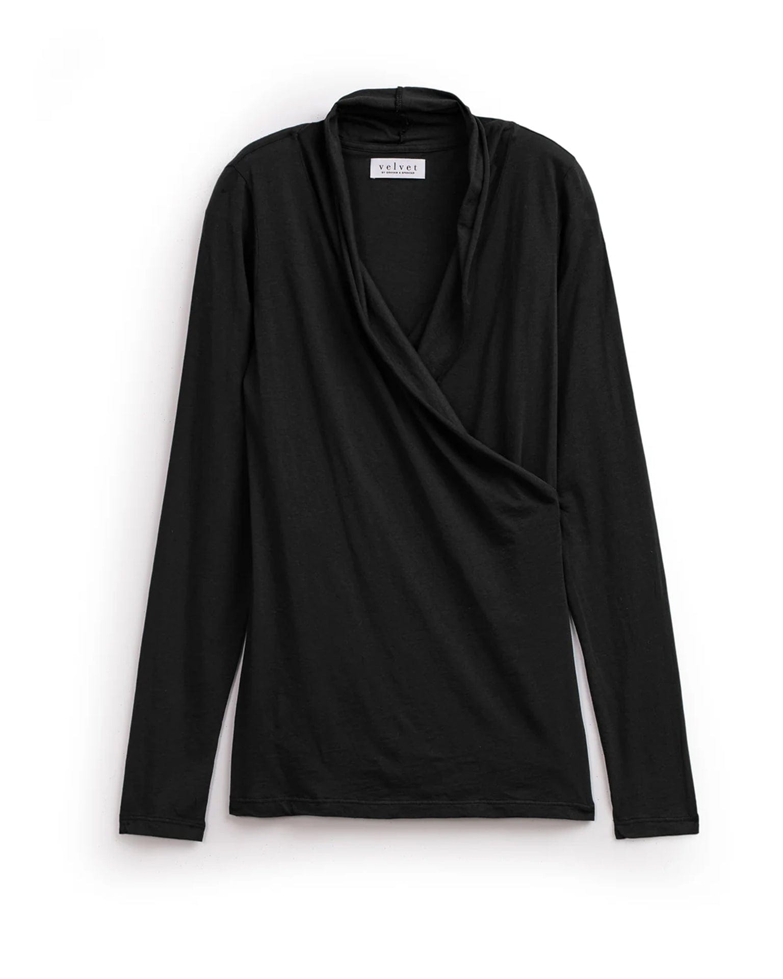 Velvet by Graham & Spencer Meri Wrap Front Top in Black