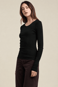 Velvet by Graham & Spencer Miriam L/S Scoop Neck Top in Black 2 - Bliss Boutiques