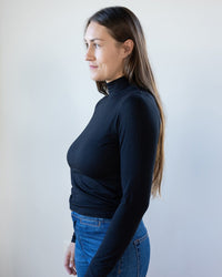 Velvet by Graham & Spencer Nadene Mock Neck Crop Top in Black