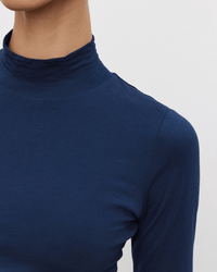 Velvet by Graham & Spencer Nadene Mock Neck Crop Top in Midnight