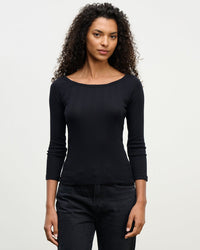 Velvet by Graham & Spencer Nima L/S Boatneck Top in Black