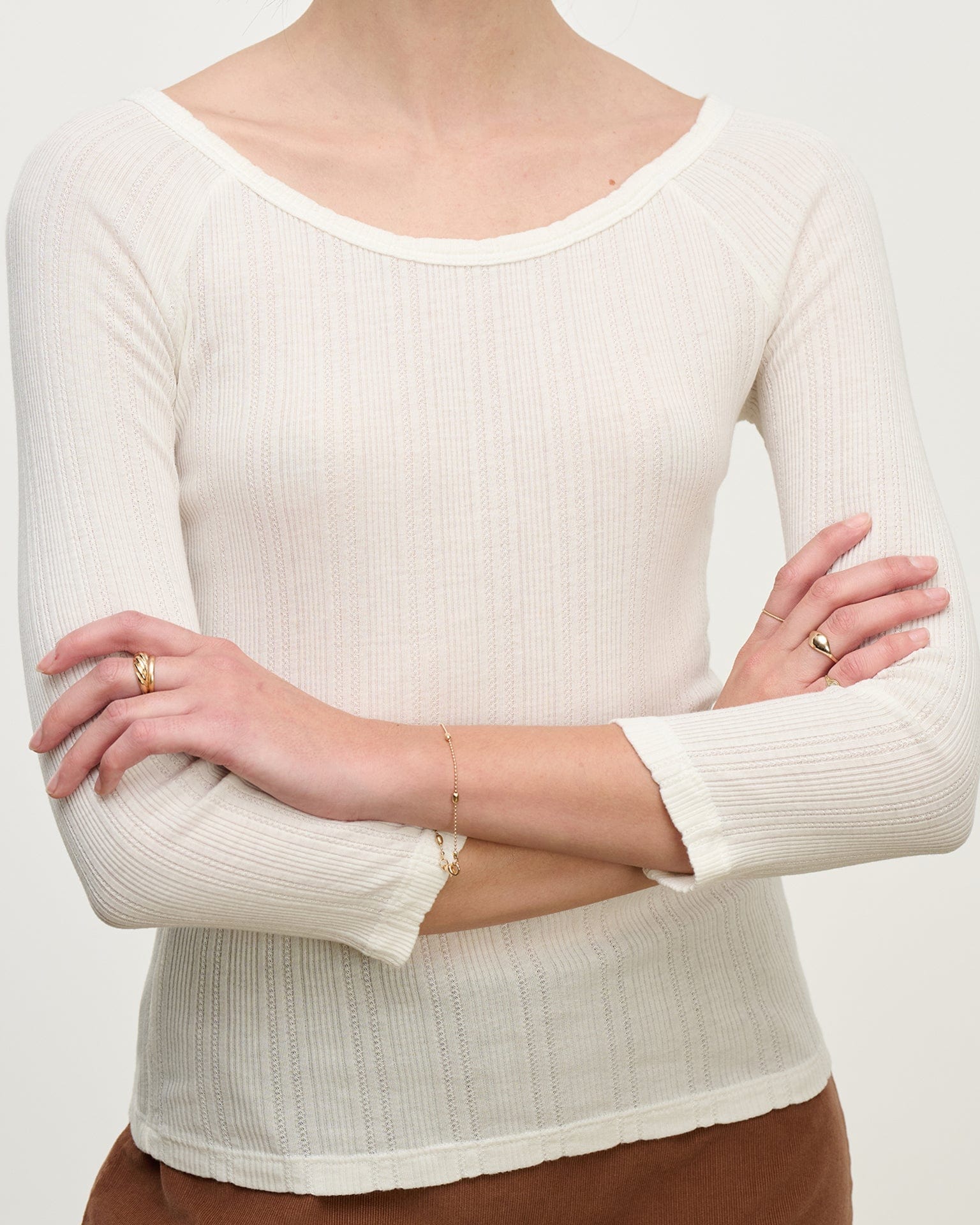 Velvet by Graham & Spencer Nima L/S Boatneck Top in Ecru