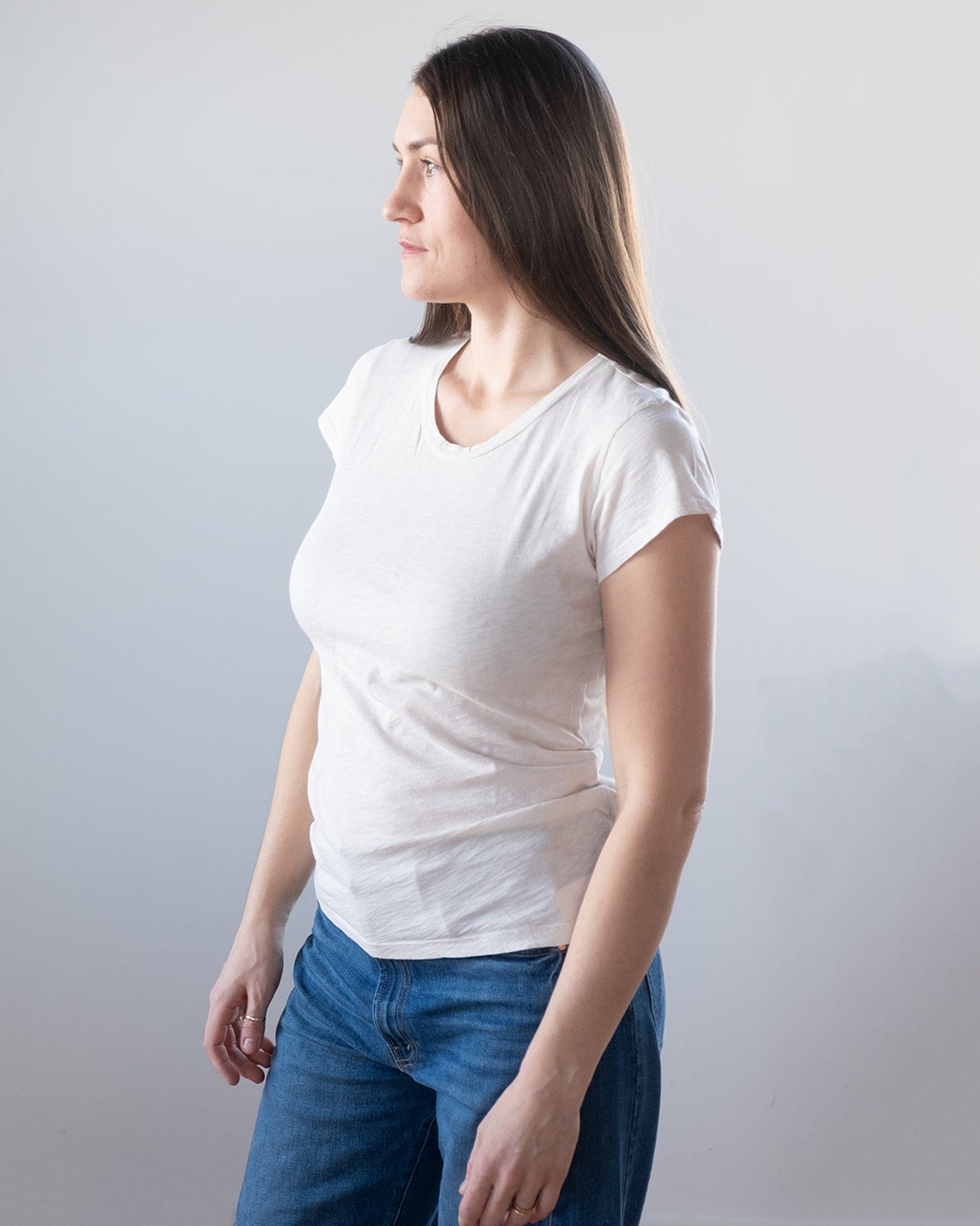 Odelia Scoop Neck Tee in Bisque