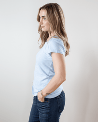 Velvet by Graham & Spencer Clothing Odelia Scoop Neck Tee in Capri