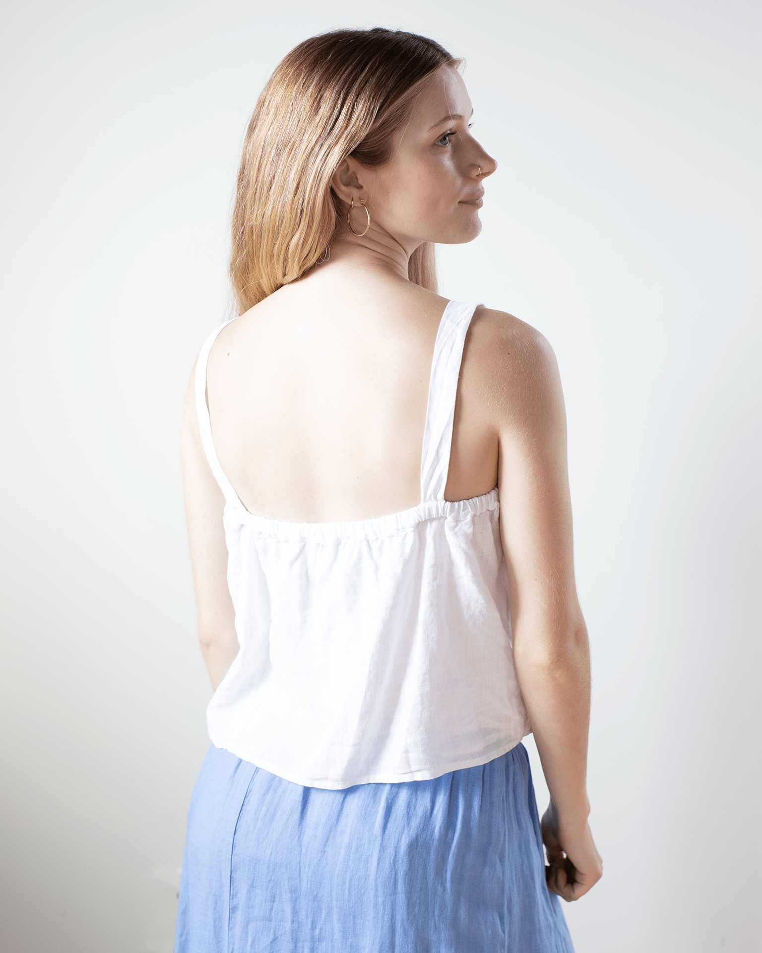 Velvet by Graham & Spencer Quin Crop Button Strap Top in White