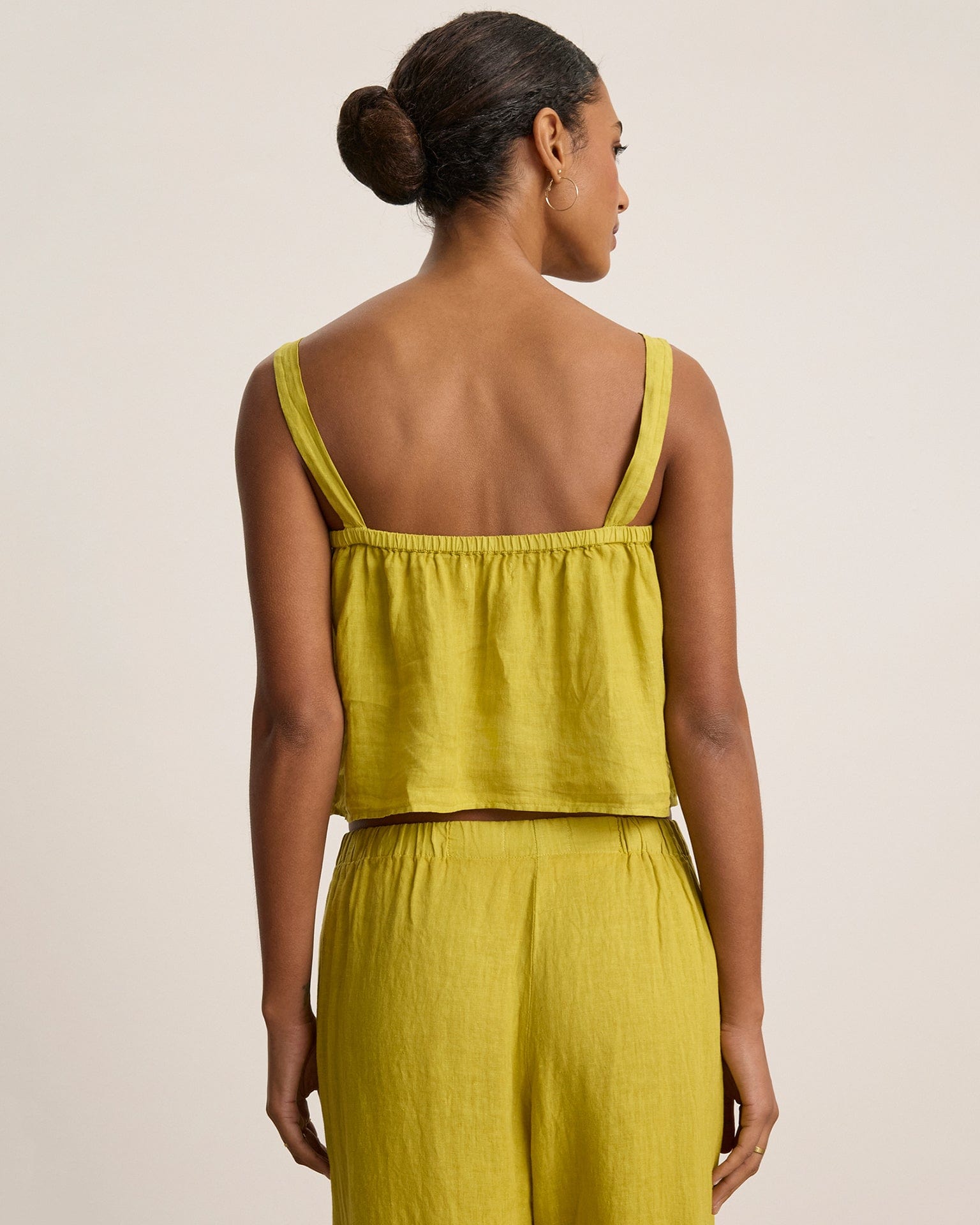 Velvet by Graham & Spencer Quin Crop Button Strap Top in Dandelion