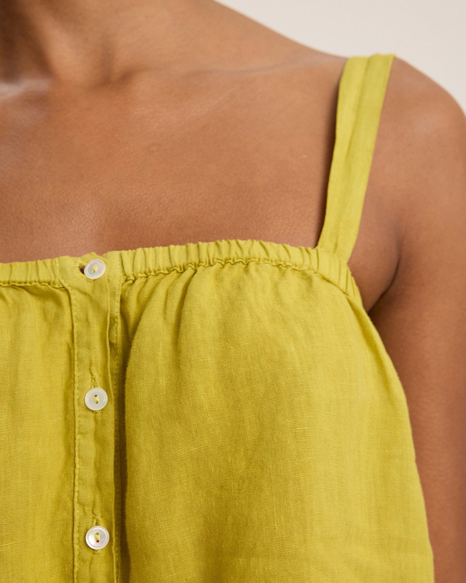 Velvet by Graham & Spencer Quin Crop Button Strap Top in Dandelion