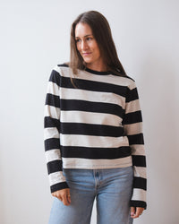 Velvet by Graham & Spencer Quinnley L/S Crew Neck Top in Black/White 1 - Bliss Boutiques