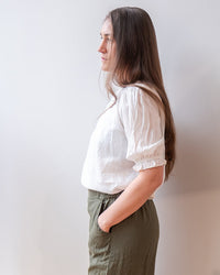 Velvet by Graham & Spencer Rosabel Puff Sleeve Top in Chalk 2 - Bliss Boutiques